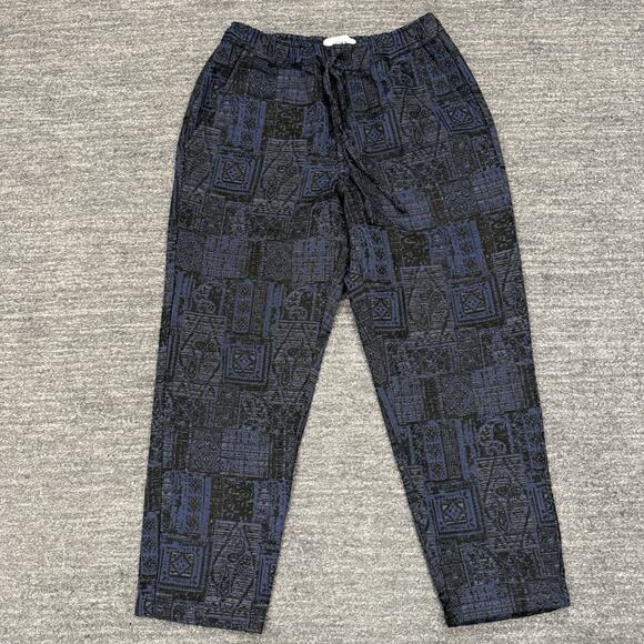 Wax London Pants Men 30 Navy Blue Kirt Jacquard Trousers Geometric Drawstring - Picture 1 of 12